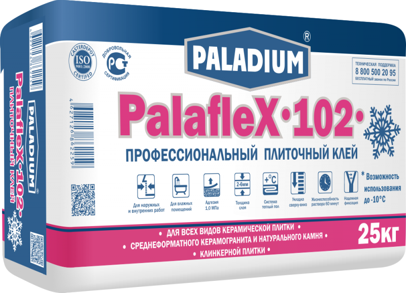 Плиточный клей PalafleX-102 "ЗИМА до - 10°С", 25 кг