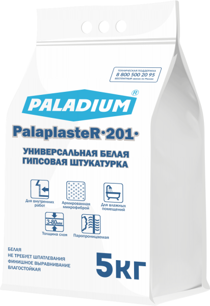Штукатурка гипсовая БЕЛАЯ PalaplasteR-201, 5 кг