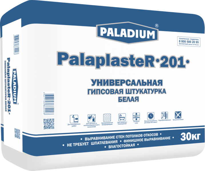 Штукатурка гипсовая БЕЛАЯ PalaplasteR-201, 30 кг