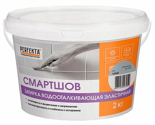Затирка для плитки эластичная водоотталкивающая Смартшов серый, 2 кг